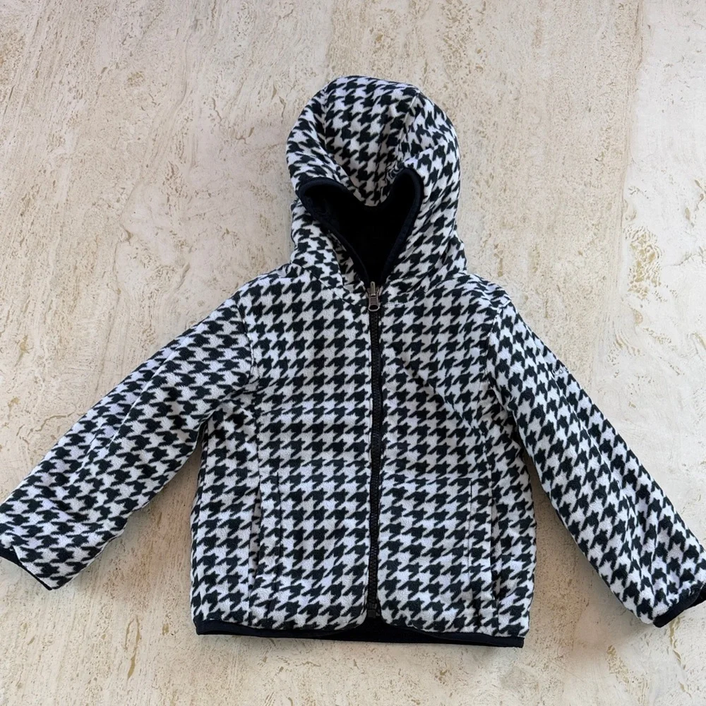 Columbia Reversible Jacket black white houndstooth Toddler Girl 4T